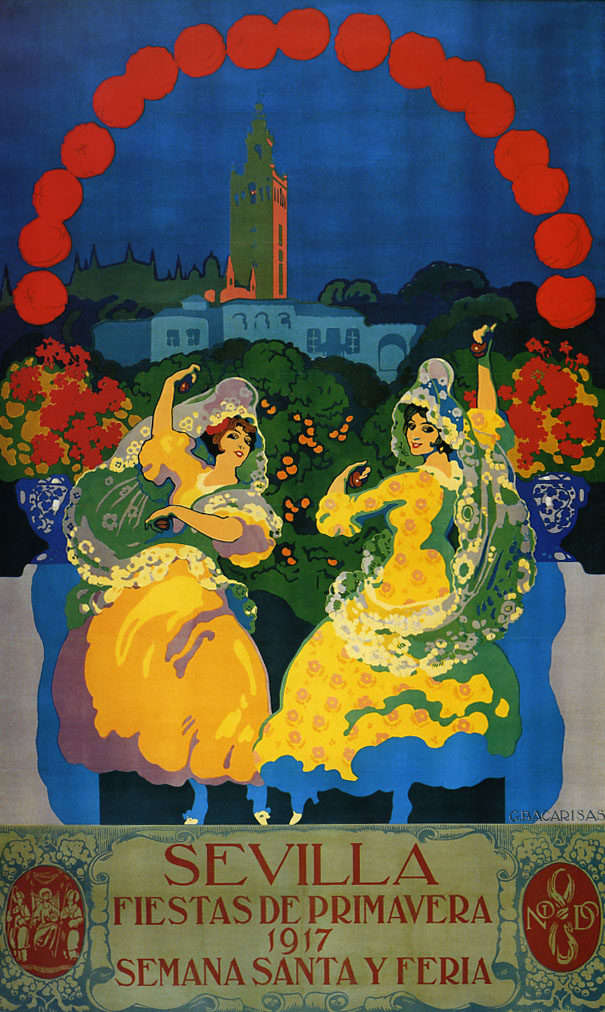 Seville Sevilla 1917 Spain Dance Tourism Travel Vintage Poster Repro ...